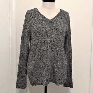 Black & White Marled V-neck Sweater Sz XL